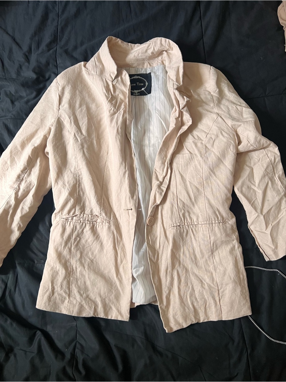 Love Tree Light Cream Single-Button Blazer